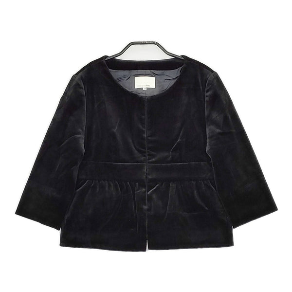 Spick and Span 6102020103 ベロア ノーカラージャケット ブラック レディース スピックアンドスパン【中古】5-0928T△
