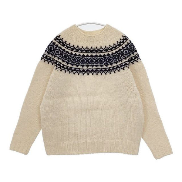 SHETLAND ISLES WOOLLEN MILLS シェトランドアイルウールンミルズ チャンキーノルディックニット 英国製 セーター ニット アイボリー レディース【中古】5-1009T∞