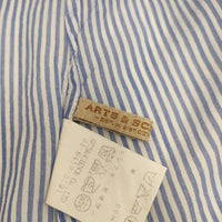 ARTS&SCIENCE 041-L674-016 半袖 ワイドストライプ ブラウス シャツ ブルー ホワイト レディース アーツ&サイエンス【中古】5-0612S∞