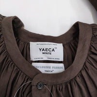 YAECA WRITE 99758 ギャザーブラウスロング リネンドレス サイズM ワンピース ブラウン レディース ヤエカ【中古】5-0328M♪