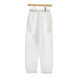 GALLEGO DESPORTES 9324 dot twill ドットツイル エラスティックパンツ S ホワイト ライトブルー レディース ギャレゴ デスポート【中古】5-0408M♪