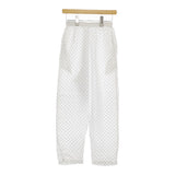 GALLEGO DESPORTES 9324 dot twill ドットツイル エラスティックパンツ S ホワイト ライトブルー レディース ギャレゴ デスポート【中古】5-0408M♪