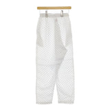GALLEGO DESPORTES 9324 dot twill ドットツイル エラスティックパンツ S ホワイト ライトブルー レディース ギャレゴ デスポート【中古】5-0408M♪