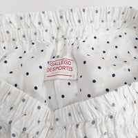GALLEGO DESPORTES 9324 dot twill ドットツイル エラスティックパンツ S ホワイト ライトブルー レディース ギャレゴ デスポート【中古】5-0408M♪