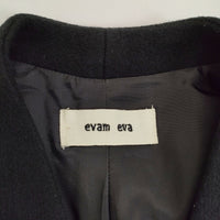 evam eva E163T157 ウール ノーカラー サイズ1 ミドル丈 コート ブラック レディース エヴァムエヴァ【中古】5-1012A◆