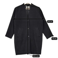evam eva E163T157 ウール ノーカラー サイズ1 ミドル丈 コート ブラック レディース エヴァムエヴァ【中古】5-1012A◆