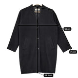 evam eva E163T157 ウール ノーカラー サイズ1 ミドル丈 コート ブラック レディース エヴァムエヴァ【中古】5-1012A◆