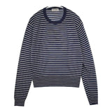 JOHN SMEDLEY メリノウール ボーダー イギリス製 セーター ニット ネイビー レディース ジョンスメドレー【中古】5-1002T∞