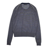 JOHN SMEDLEY メリノウール ボーダー イギリス製 セーター ニット ネイビー レディース ジョンスメドレー【中古】5-1002T∞