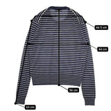 JOHN SMEDLEY メリノウール ボーダー イギリス製 セーター ニット ネイビー レディース ジョンスメドレー【中古】5-1002T∞