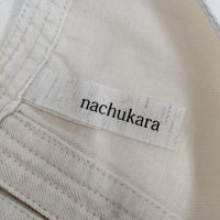 nachukara 半袖 リネンコットン プルオーバー ブラウス シャツ キナリ ベージュ レディース ナチュカラ【中古】5-0612S∞