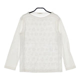 HOUSECOAT ハウスコート リネン 花 フラワー 刺繍 長袖Ｔシャツ カットソー ロンＴ ホワイト レディース【中古】5-0601M∞