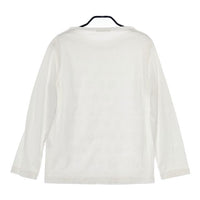 HOUSECOAT ハウスコート リネン 花 フラワー 刺繍 長袖Ｔシャツ カットソー ロンＴ ホワイト レディース【中古】5-0601M∞