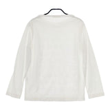HOUSECOAT ハウスコート リネン 花 フラワー 刺繍 長袖Ｔシャツ カットソー ロンＴ ホワイト レディース【中古】5-0601M∞