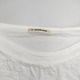 HOUSECOAT ハウスコート リネン 花 フラワー 刺繍 長袖Ｔシャツ カットソー ロンＴ ホワイト レディース【中古】5-0601M∞