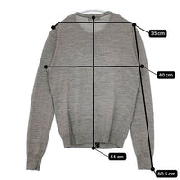 BURBERRY BLUE LABEL クルーネック ロゴ刺繍 三陽商会 ウールニット カーディガン グレー レディース バーバリーブルーレーベル【中古】5-1002T∞