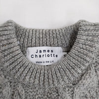 James Charlotte C289 イギリス製 サイズ36 クルーネック ケーブル セーター ニット グレー レディース ジェイムスシャルロット【中古】5-1008T♪