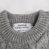 James Charlotte C289 イギリス製 サイズ36 クルーネック ケーブル セーター ニット グレー レディース ジェイムスシャルロット【中古】5-1008T♪