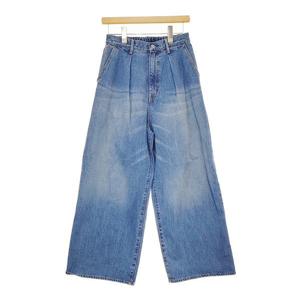 Cotopone ワイドタックデニムパンツ 定価9900円 cp23-c297 サイズ1 デニムパンツ ライトブルー レディース コトポーネ【中古】5-0509G♪
