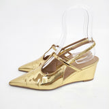 adam et Rope 定価15400円 エナメル パテント 合皮 サイズ23cm パンプス ゴールド レディース アダムエロペ【中古】5-1203G◎