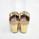 adam et Rope 定価15400円 エナメル パテント 合皮 サイズ23cm パンプス ゴールド レディース アダムエロペ【中古】5-1203G◎