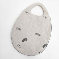 mina perhonen ws9193 choucho リネン エッグバッグ 刺繍 トートバッグ グレージュ レディース ミナペルホネン【中古】5-0618G∞
