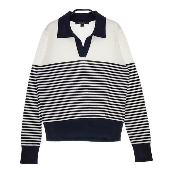 Brooks Brothers プルオーバー ボーダー スーピマコットン ニット ホワイト ネイビー レディース ブルックスブラザーズ【中古】5-0601M∞