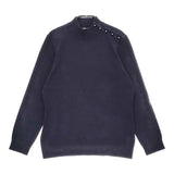 Brooks Brothers コットンナイロンニット 肩ボタン サイズM ニット ネイビー レディース ブルックスブラザーズ【中古】5-0509M♪