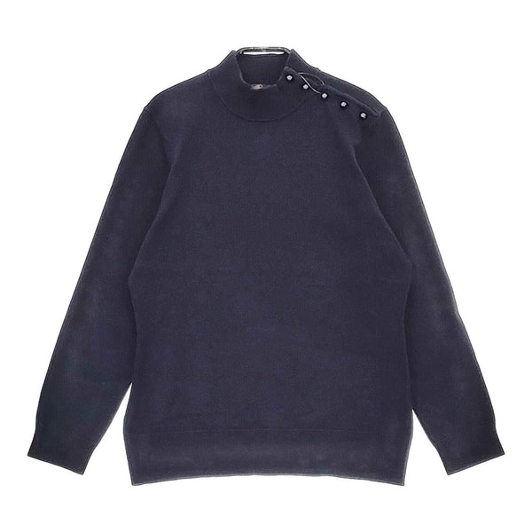 Brooks Brothers コットンナイロンニット 肩ボタン サイズM ニット ネイビー レディース ブルックスブラザーズ【中古】5-0509M♪