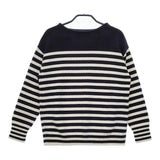 23区 ロールカラー マリンボーダー セーター ニット ホワイト　ネイビー レディース 23区【中古】5-0601M∞