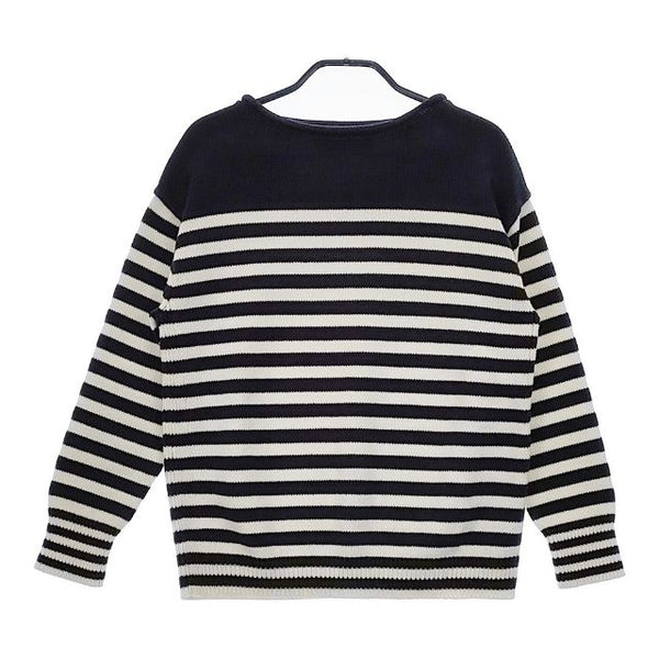 23区 ロールカラー マリンボーダー セーター ニット ホワイト　ネイビー レディース 23区【中古】5-0601M∞