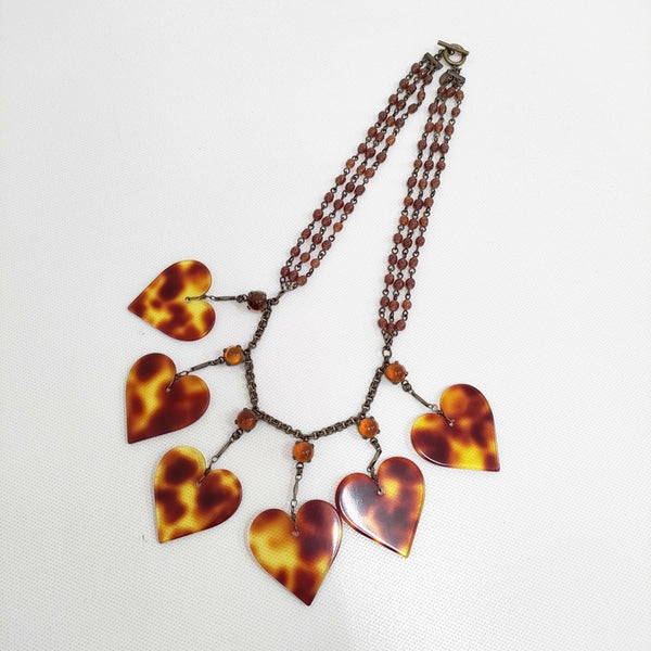 Kanami bijoux ハートネックレス べっこう色 定価33000円 アクセサリー ネックレス ブラウン レディース カナミビジュー【中古】5-0409G◎