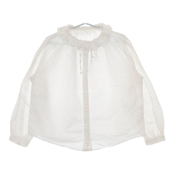nest Robe コットンリネンダンガリーフリルシャツ 01224-1276 ブラウス シャツ ホワイト レディース ネストローブ【中古】5-0609M∞