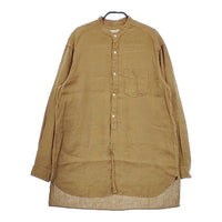 NEST ROBE CONFECT 02175-0005 製品染め リネン バンドカラー 長袖シャツ ブラウン メンズ ネストローブコンフェクト【中古】5-0601M∞