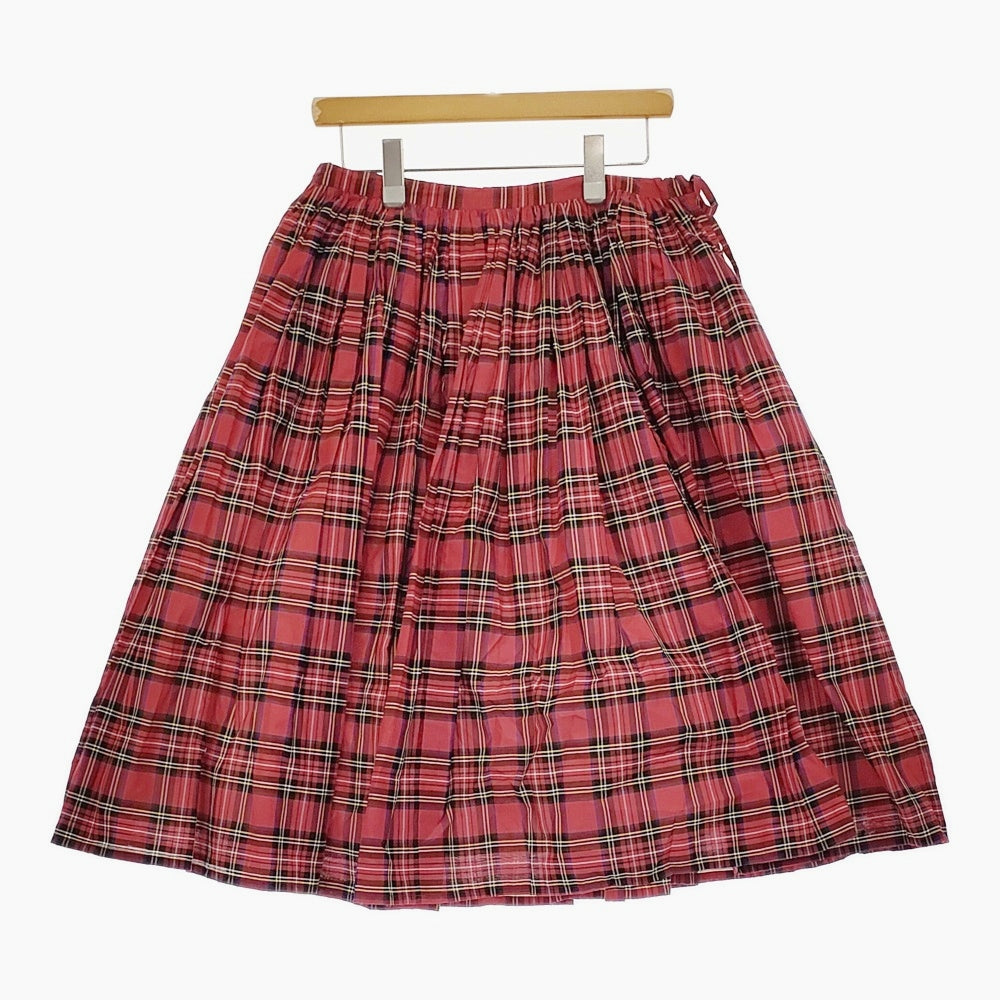 R&D.M.Co- コットンシルク タータンチェック ギャザー スカート レッド レディース オールドマンズテーラー【中古】5-0328M♪ R&D.M.Co- コットンシルク タータンチェック ギャザー スカート レッド