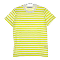 R&D.M.Co- ボーダー コットン L 半袖Ｔシャツ カットソー イエロー ホワイト レディース オールドマンズテーラー【中古】5-0612S∞