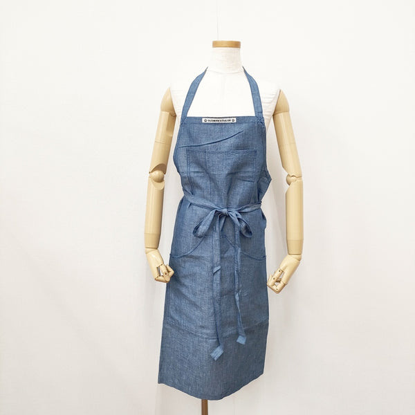 OLDMAN'S TAILOR コットンリネン サイズF エプロン ブルー レディース オールドマンズテーラー【中古】5-0414G◎