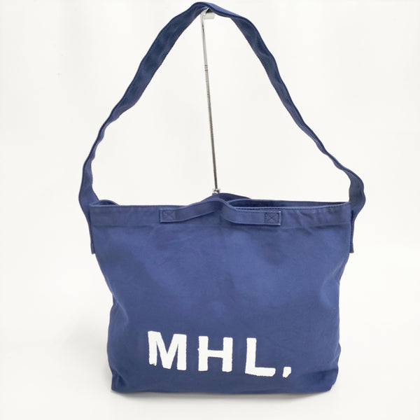 MHL. ロゴ ワンハンドルトートバッグ ショルダーバッグ ブルー レディース エムエイチエル【中古】5-0502G◎