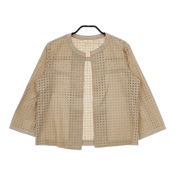 Harriss 長袖 レース コットン ノーカラージャケット ベージュ レディース ハリス【中古】5-0601M∞