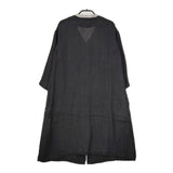 SI-HIRAI リネン ノーカラーコート ベルト付き コート ブラック レディース スーヒライ【中古】5-0601M∞