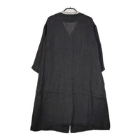 SI-HIRAI リネン ノーカラーコート ベルト付き コート ブラック レディース スーヒライ【中古】5-0601M∞