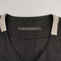 SI-HIRAI リネン ノーカラーコート ベルト付き コート ブラック レディース スーヒライ【中古】5-0601M∞