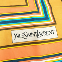 YVES SAINT LAURENT 柄 大判 スカーフ ネイビー オレンジ レディース イヴ・サンローラン【中古】5-0414G◎