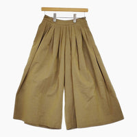 mina perhonen rytmi ワイドランダムタックパンツ va4402 38 コットンウール ガウチョパンツ カーキ レディース ミナペルホネン【中古】5-0328M♪