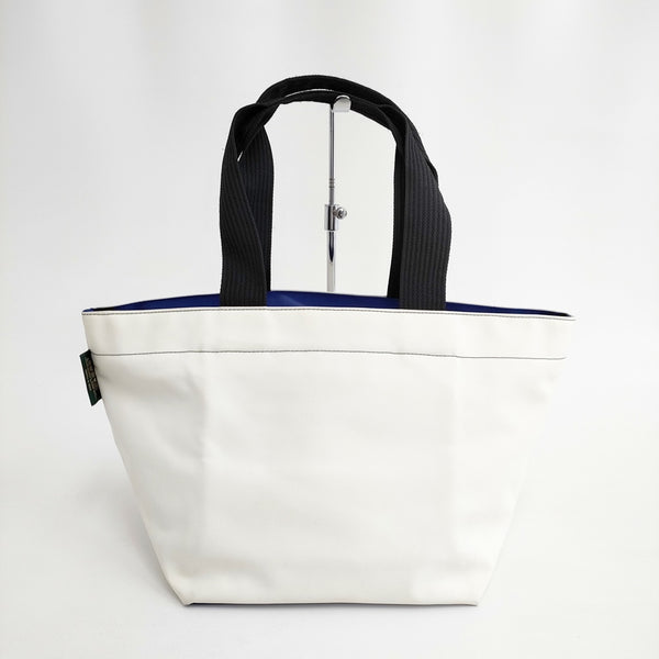Herve Chapelier 1028N ナイロン舟型ショルダーML トートバッグ ホワイト ブルー レディース エルベ・シャプリエ【中古】5-0409G◎