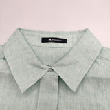 Aquascutum リネン100％ 日本製 比翼ボタン 長袖シャツ ライトグリーン レディース アクアスキュータム【中古】5-0601M∞