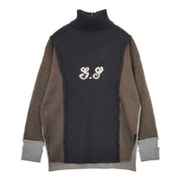gasa 刺繍 ロゴ ウールアンゴラ セーター ニット ブラック ブラウン グレージュ レディース ガサ【中古】5-1002T∞