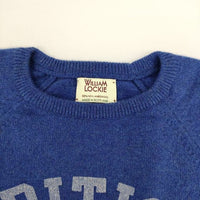 WILLIAM LOCKIE ラムウール ロゴ スコットランド製 セーター ニット ブルー レディース ウィリアムロッキー【中古】5-1009T∞