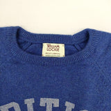 WILLIAM LOCKIE ラムウール ロゴ スコットランド製 セーター ニット ブルー レディース ウィリアムロッキー【中古】5-1009T∞