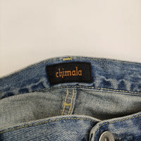 chimala DENIM VINTAGE STRAIGHT CUT ユーズド加工 サイズ30 定価51700円 デニムパンツ 22AW ライトブルー レディース チマラ【中古】5-0328G♪